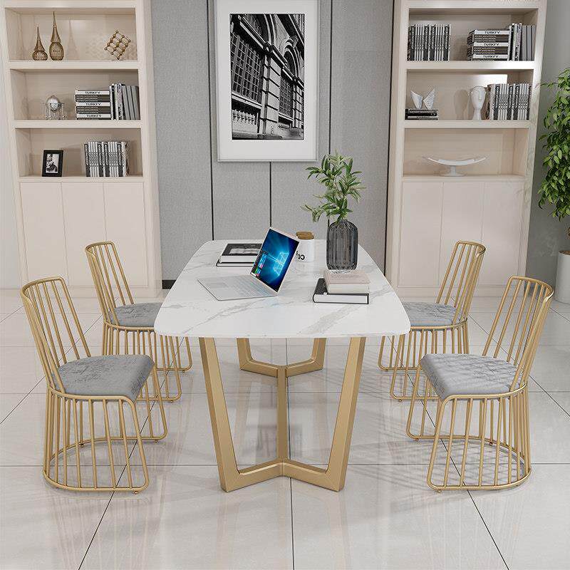 北欧大理石会议桌长桌简约现代办公桌椅组合轻奢长条桌接待桌