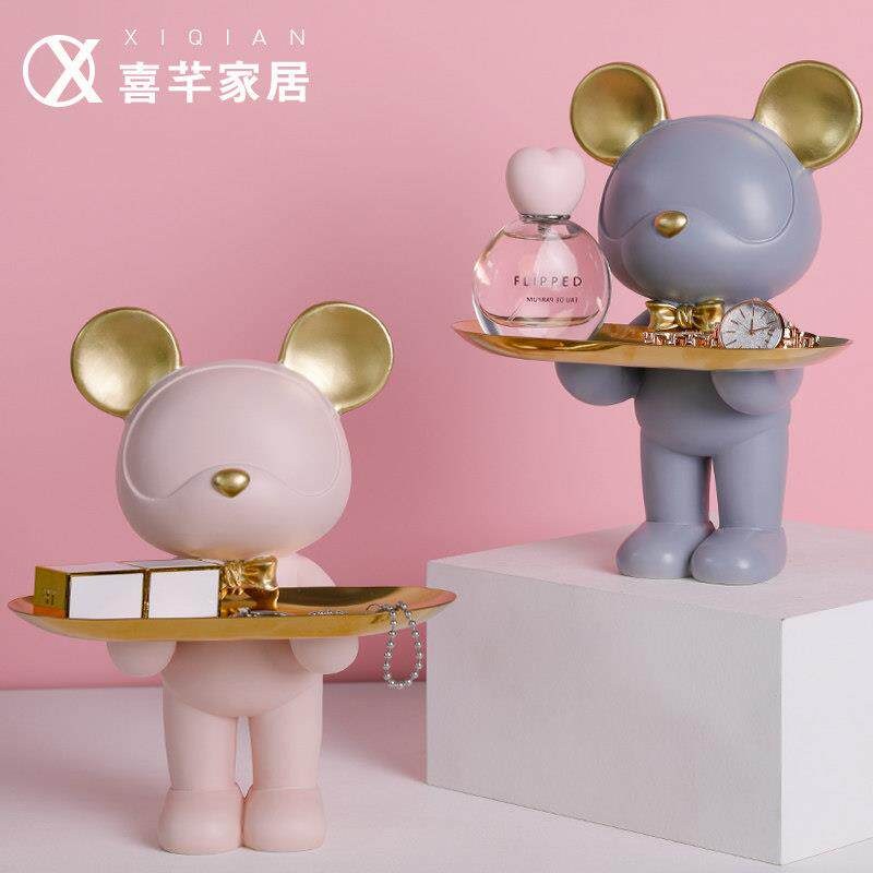 创意暴力熊收纳托盘摆件玄关客厅装饰品糖果钥匙生日礼物送女朋友