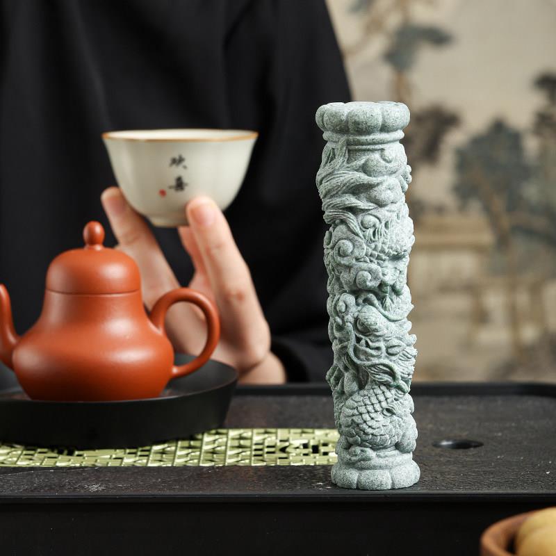 青砂石创意盘龙柱茶宠茶玩功夫茶具摆件家居客厅桌面鱼缸装饰器物