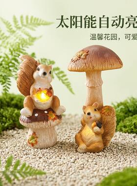 氧化镁太阳能松鼠花园庭院装饰灯庭院花园布置摆件创意可爱景观灯