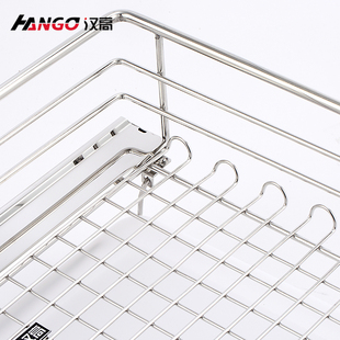 汉高橱柜拉篮304不锈钢阻尼碗架调味篮厨房碗碟盘碗篮碗盘置物架
