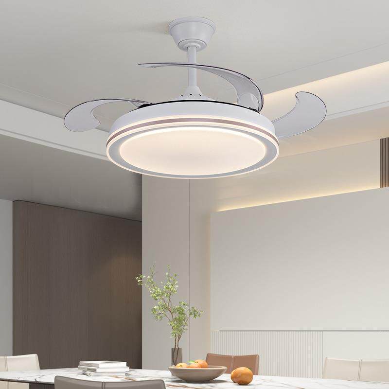语音控制42寸LED吊扇灯 餐厅客厅现代简约遥控隐形扇叶白色风扇灯