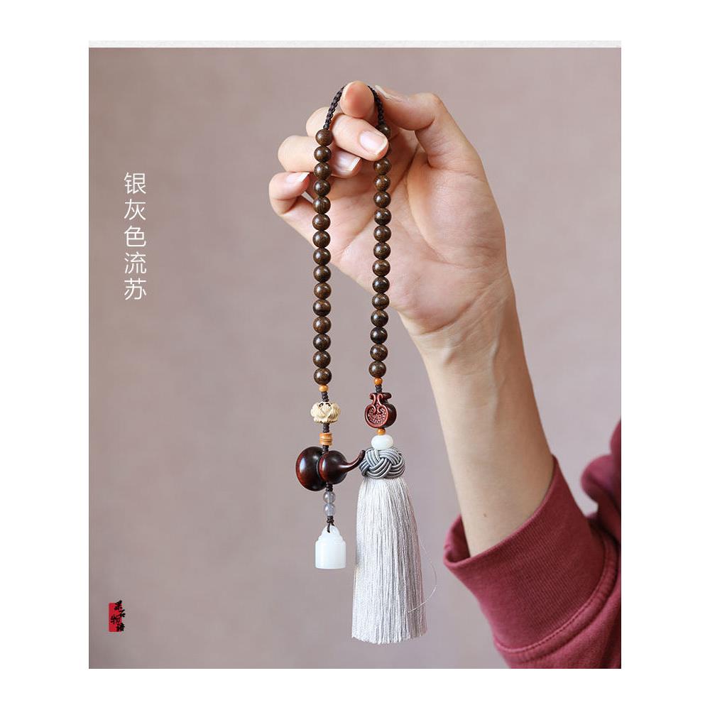 蓝墨紫檀木葫芦汽车挂件车内后视镜流苏吊坠男女款平安创意挂饰品