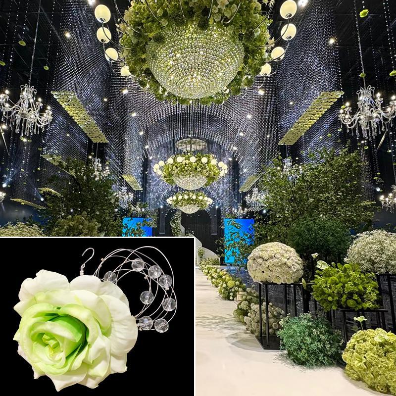 婚礼水晶珠门帘花吊坠串珠炼吊顶安排婚礼花头装饰菠萝珠门帘