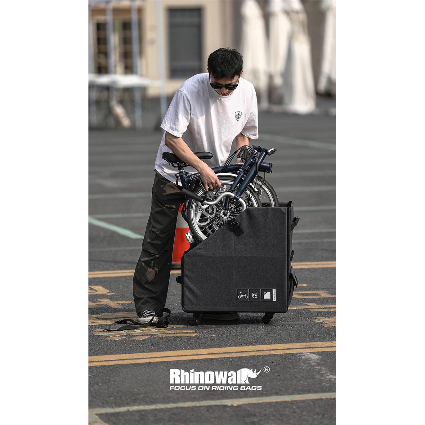 犀牛折叠自行车收纳箱14英寸16英寸小布化妆品袋20英寸汽车袋滑轮