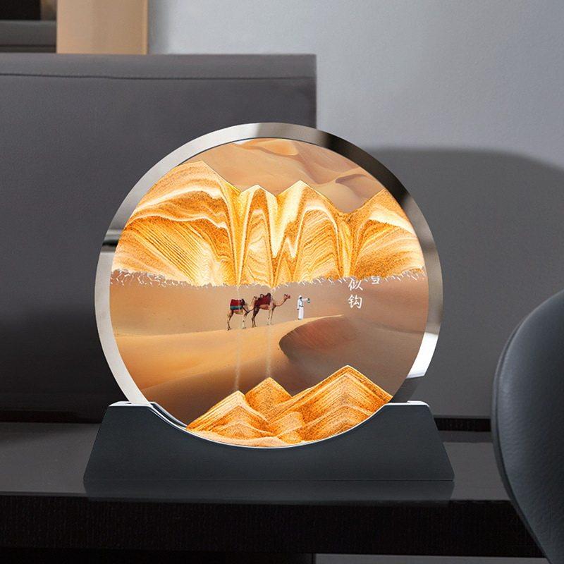 创意流沙画摆件沙漏轻奢乔迁生日礼物3D立体办公室家居电视柜饰品