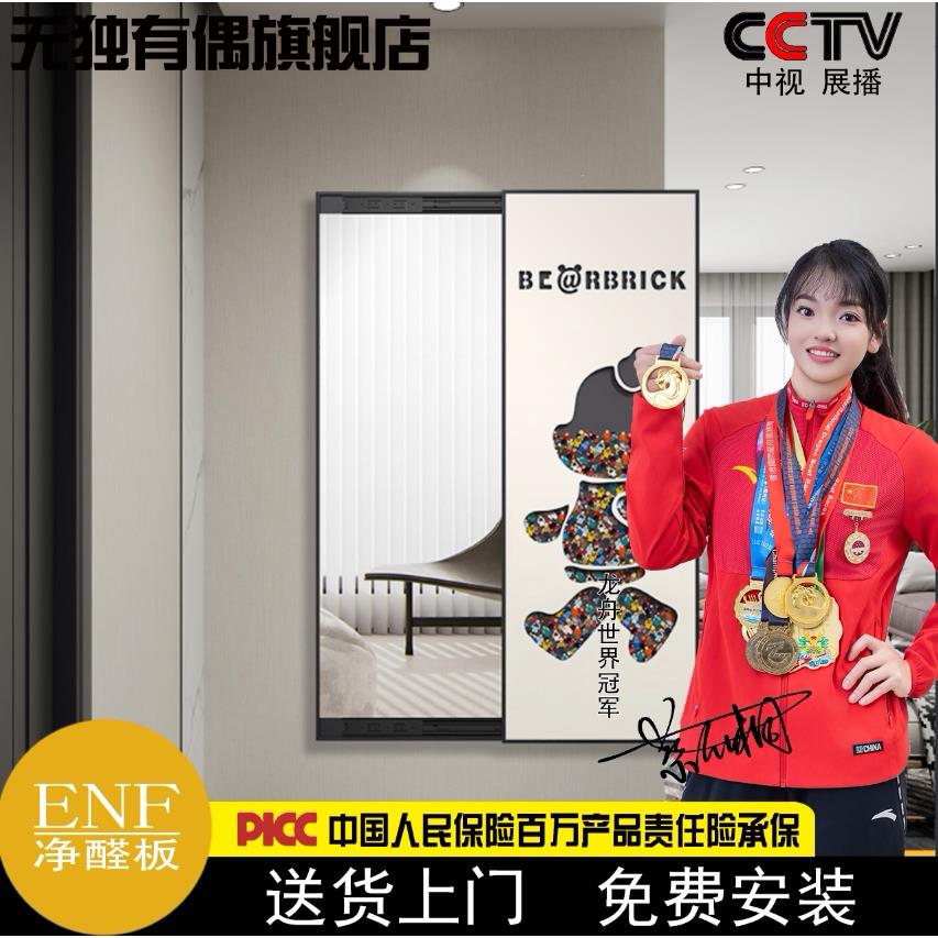 隐形镜子隐藏式全身全身镜壁画玄关入户门口暗藏推拉全身镜装饰画图片