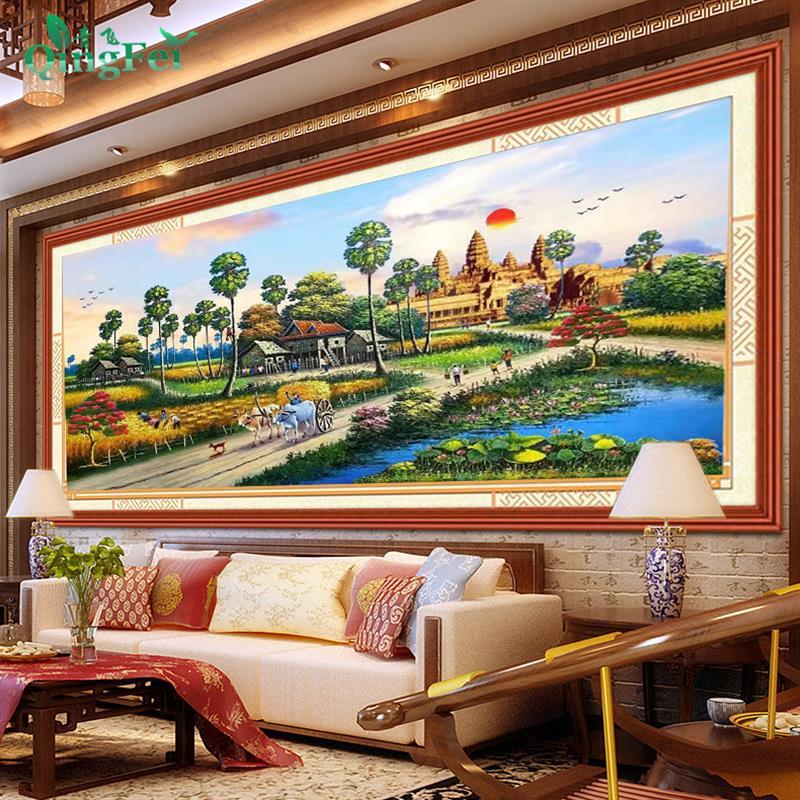超划算青飞精准印布农忙秋收时节十字绣农忙季节十字绣客厅简约挂