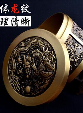 纯asth黄铜五龙茶叶罐叶密茶封防潮摆防罐功夫茶家潮居客厅书房茶