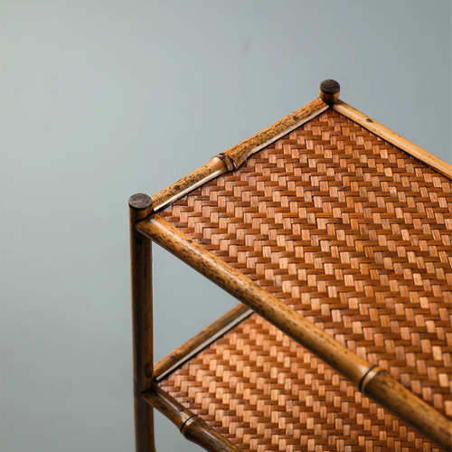 梅鹿席面小茶棚竹编收纳架小博古架茶杯茶壶茶具展示架茶具零配