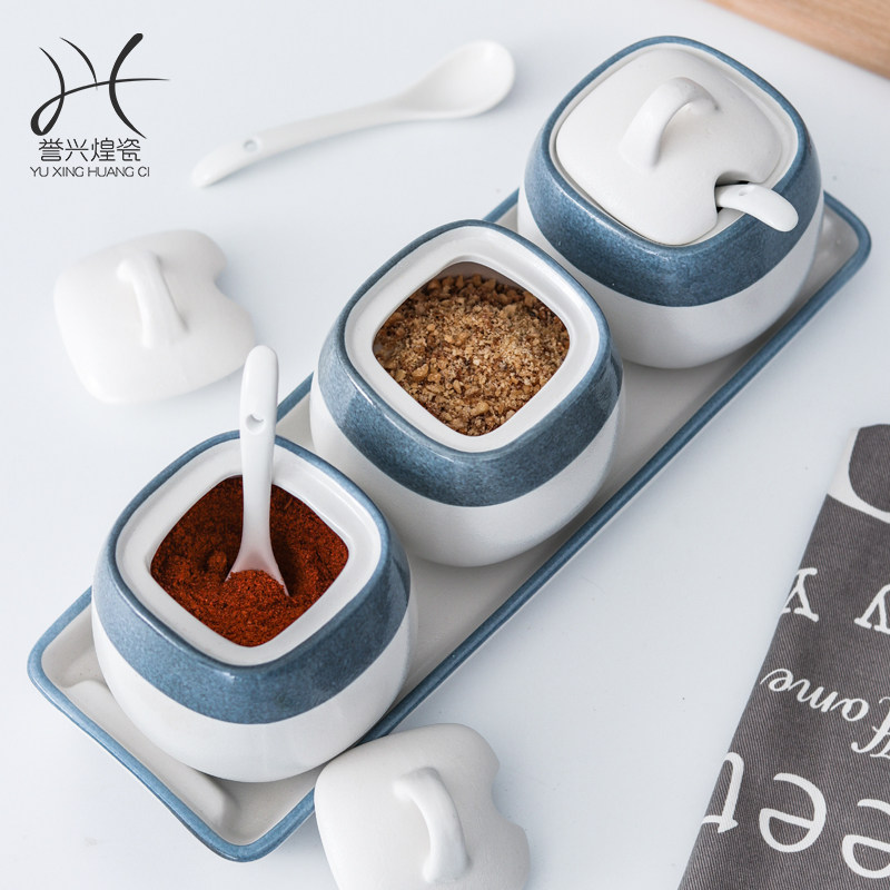 陶瓷调味罐创意北欧日式厨房用品家用调料盒套装组合装调料瓶家用