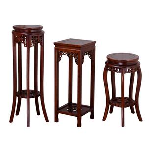 中式花架实木客厅绿萝落地式木质单个小仿古红架子置物架花盆室内