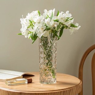简约大号玻璃花瓶透明水养富贵竹玫瑰百合插干花客厅桌面装饰摆件