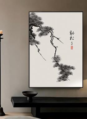 傲雪寒梅盈浩新中新式客厅装饰画立体浮肌理画水墨国画挂沙发背景