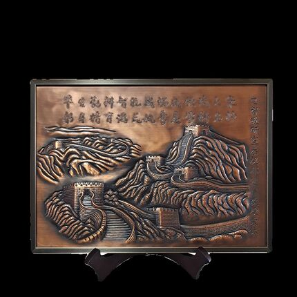 来图定制铜浮雕画摆件精工细雕办公家庭装饰铜画大厅铜壁画