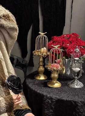 橱窗摆件样板房间装饰品摄影台道具婚庆鸟笼甜品烛台摆件装饰