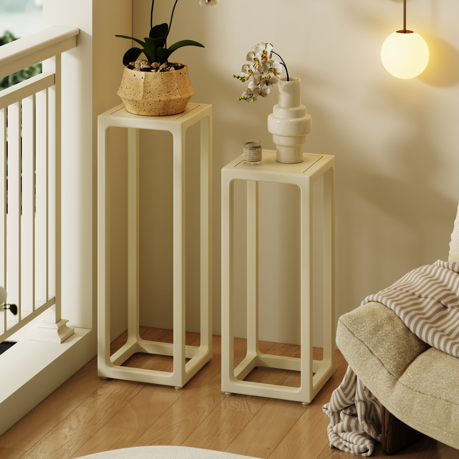 家用花架落地花几客厅室内奶油风摆件靠墙收纳装饰置物架花盆架子