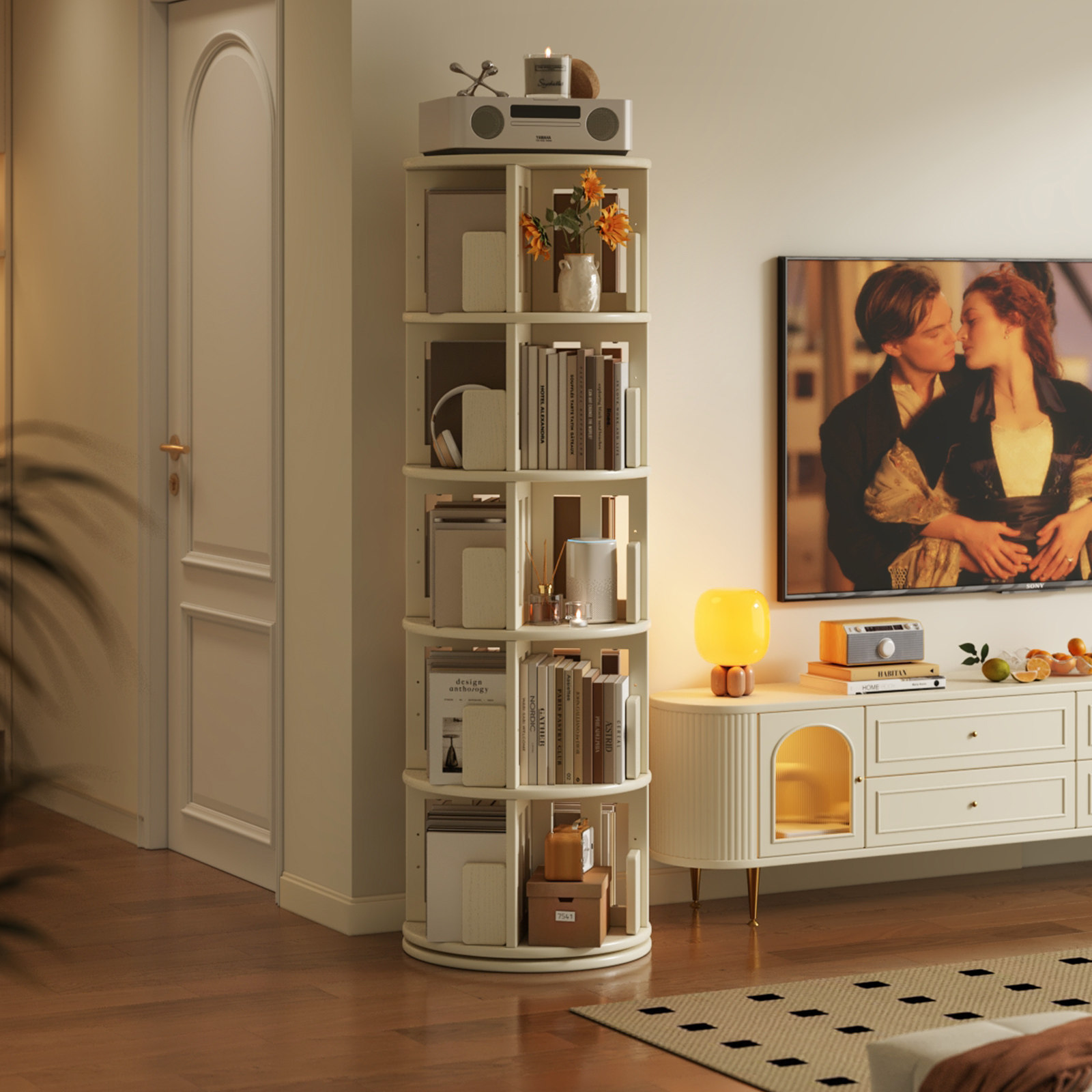 实木落地旋转书架多层收纳置物架客厅落地简约阅读架靠墙家用书柜,住宅家具,书架,淘宝优惠券,粉丝福利购,淘宝优惠卷