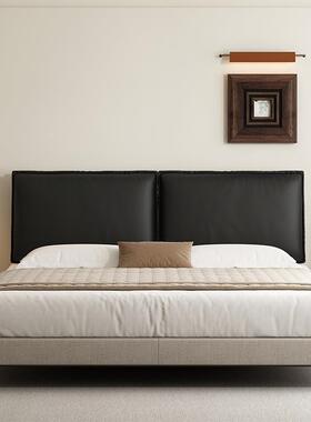 免猫皮床软包靠背黑洗色皮质靠垫皮革F989STT7大靠枕头现代简约抓