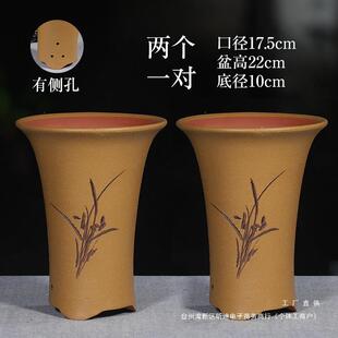 盆紫砂兴兰花盆宜紫砂兰花盆陶瓷托兰草盆带盘F885TSH7包破损包邮