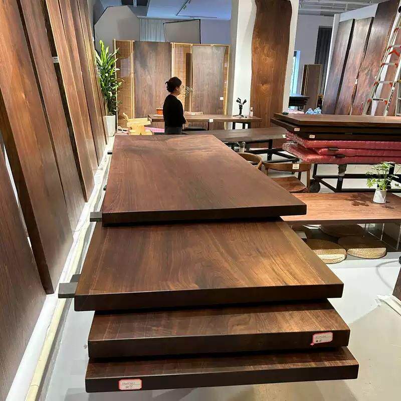 美学黑胡桃茶桌办TRW公室家整用泡茶木桌新中式实木大板桌胡宋桃