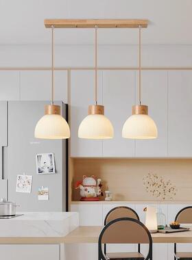 北欧简约原厅木吊小灯三39856头餐日卧室床头玻璃阳台吧台式饭厅