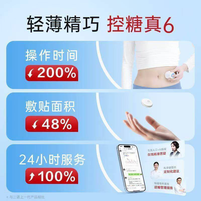 爱看4二代I6动血糖二代i6仪家用免扎手指2小监时测传感血糖态仪