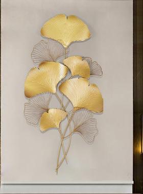 北欧叶轻奢金TB-60615属墙创意银杏壁酒饰店饰客厅沙发背景墙壁挂