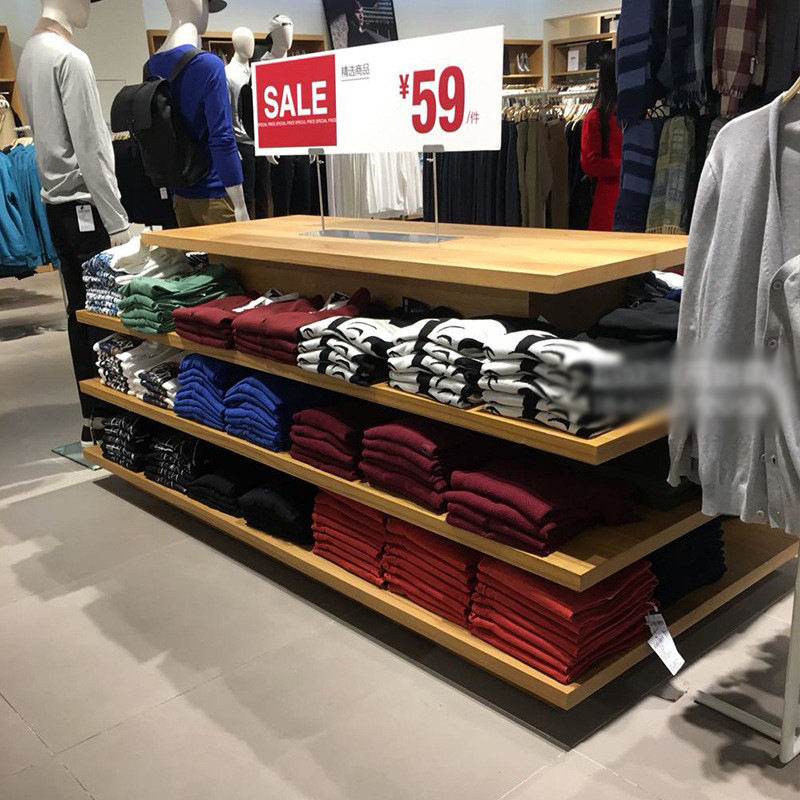 服装店展示架落地裤子展柜三层流水台促销包包双面货架中岛架鞋柜