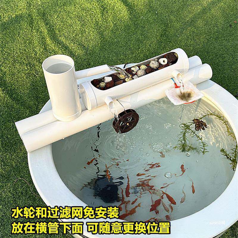 鱼缸过滤器小型三合一净水循环系统瀑布家用圆形瓷缸养鱼池免换水