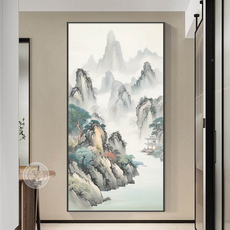 泰山日玄JJ897227关画景山出水风客厅走廊过道挂画竖日照金山壁版