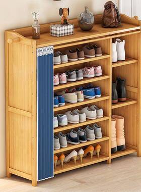 楠竹鞋架子简易多防层尘家用门置宿舍玄关大口KKZ容量实木收纳物