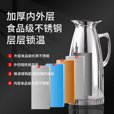 食级不锈.钢水壶保开水瓶餐厅服务壶18035L安温全耐用保品温保冷
