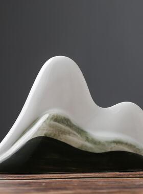 陶瓷书桌假台面山品新中式摆件会所酒创店玄关博古XJV架意饰艺术