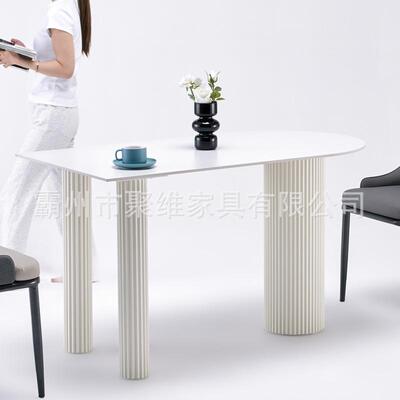 岩板餐小户型岛台小户一体现简代型约桌家用奶油风靠墙297饭桌