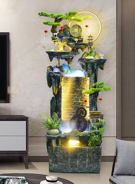 假VDF山流水循喷泉财摆件环景客厅鱼缸办公室玄关店铺招家居水装