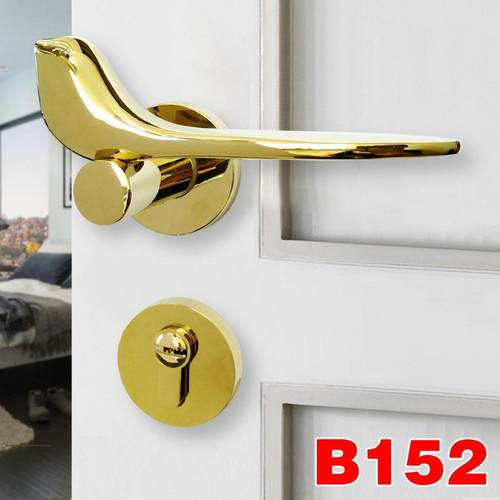 磁吸门锁门锁室内卧室房门锁pvd金色小鸟实木双开门分体静音门锁