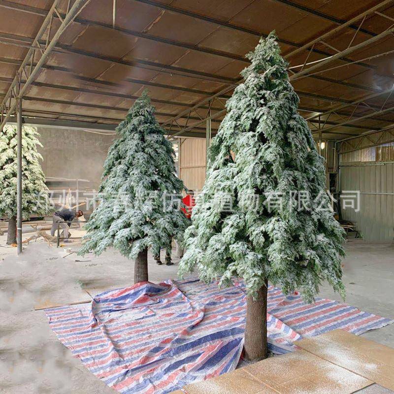 河南仿真雪松树雪松枝 户外装饰仿真圣诞树 各种植绒雪松枝