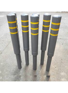 新国标深灰色道路警示柱钢管警示柱路障柱反光路桩隔道口立柱