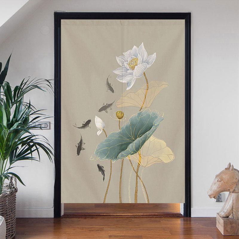 门帘 半截帘中式免打孔隔断帘玄关布艺卧室卫生间防走光遮挡挂帘