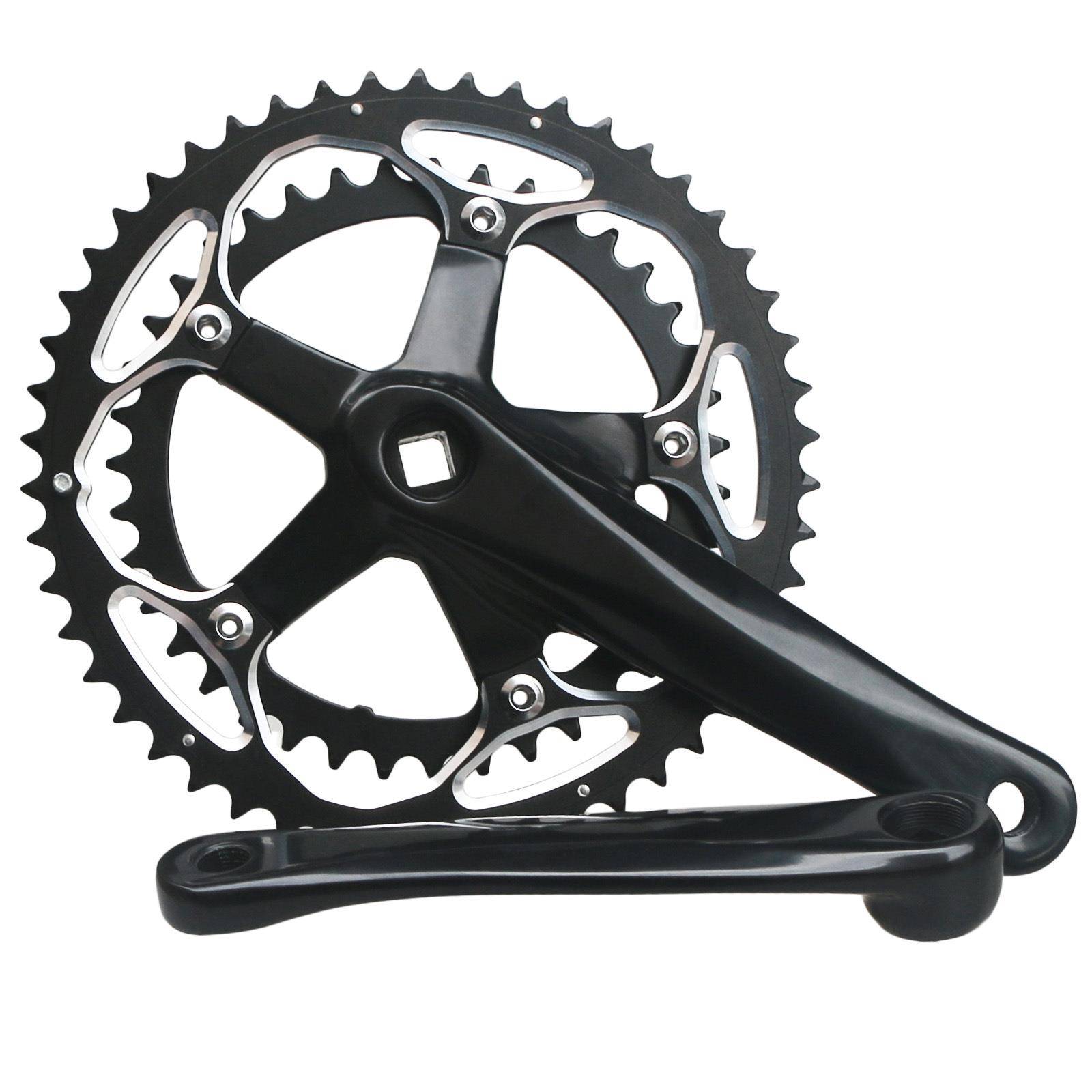 自行车方孔曲柄公路车非一体牙盘74-130BCD折叠车铝合金170mm双盘