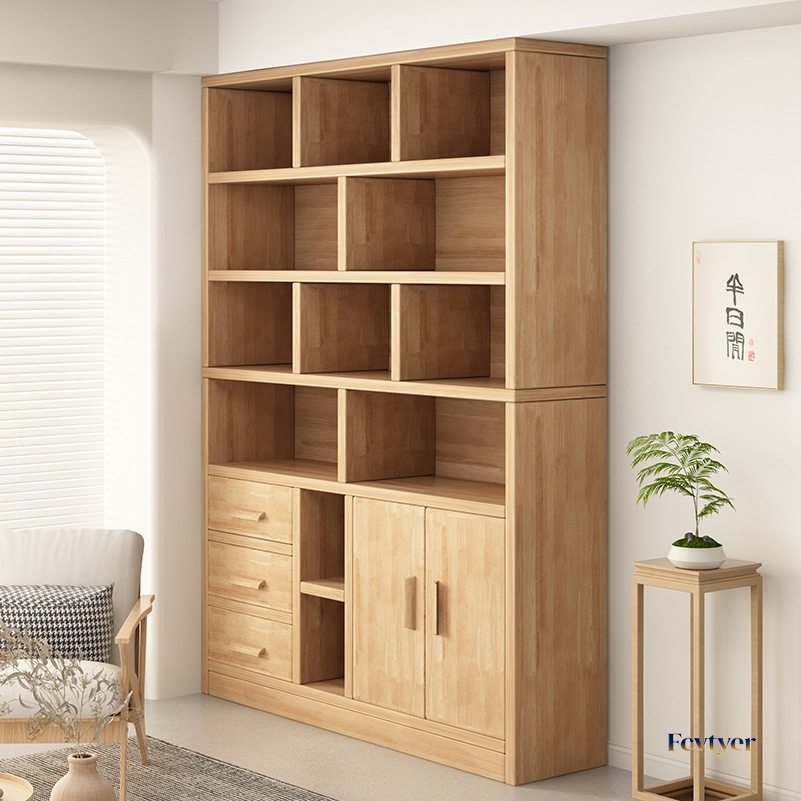 实木书柜带门落地储物柜家用组合客厅收纳置物架儿童书架展示柜子,住宅家具,搁板/置物架/家用陈列架,淘宝优惠券,粉丝福利购,淘宝优惠卷