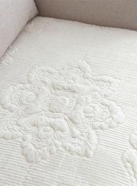 韩国进沙发垫欧式轻奢短绒厚坐口垫靠背加巾客厅防真皮TO121586贵