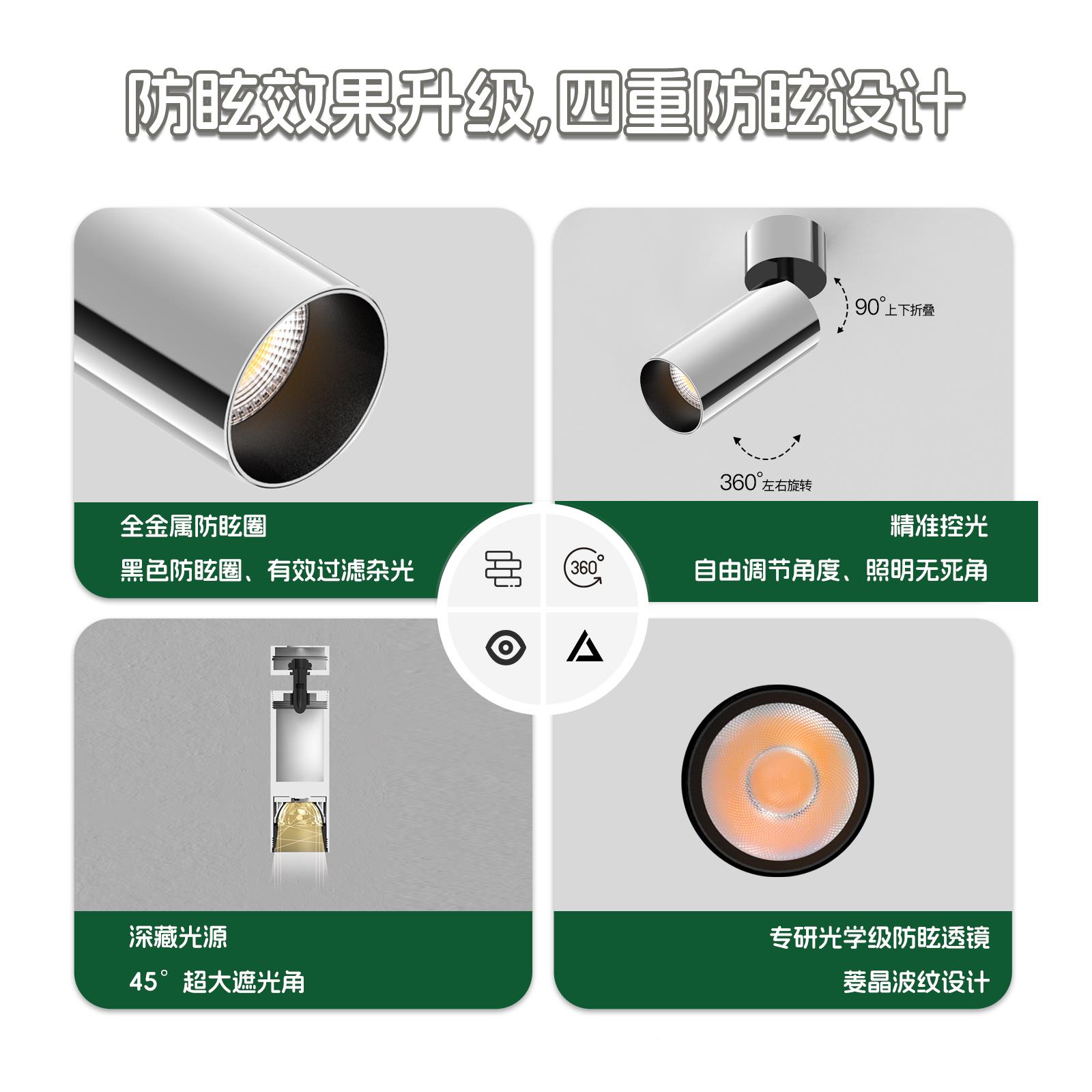 仙人度掌先生明装可角电客镀银色射灯调20W大功率厅深杯XrzLux\/