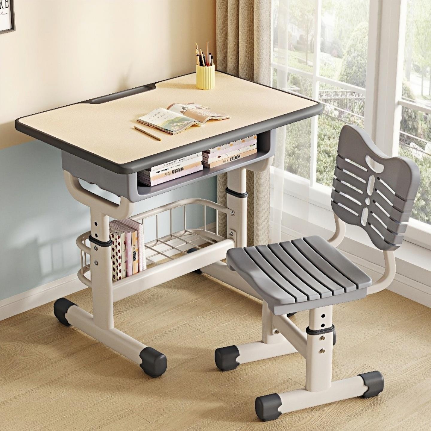 高塑料学习桌学校桌椅教培训班课小祥岗山学生中书桌儿童家室用作