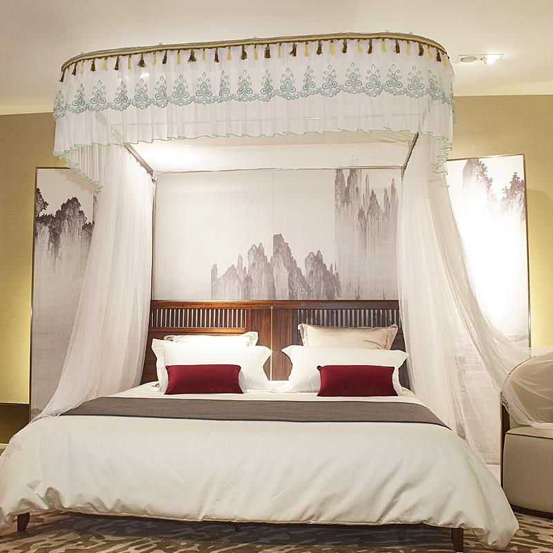 导轨道蚊帐家用加密加厚u蚊帐滑轨型宫廷DLJ_A10三蚊帐公主风免打