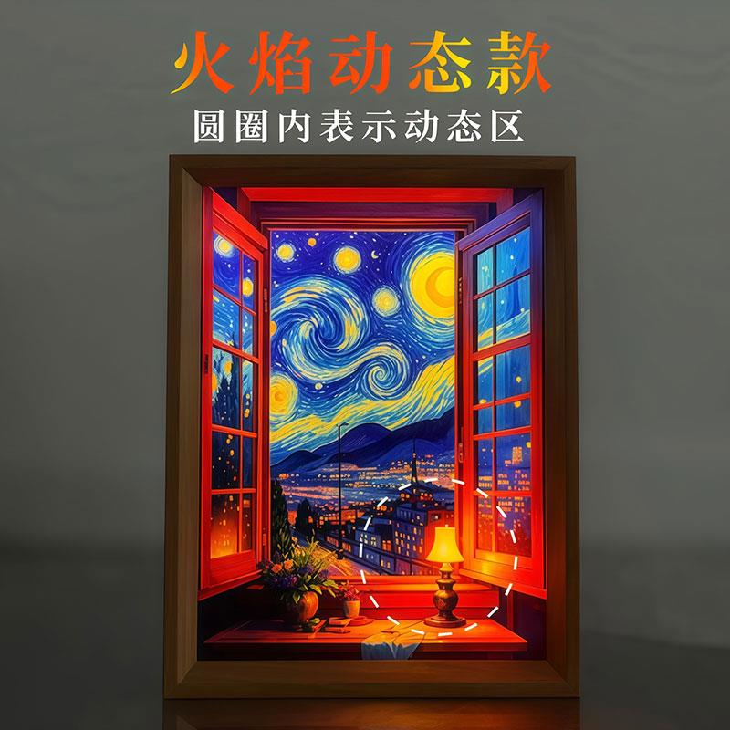 动灯光画小件夜灯小马灯创意发摆装饰画来图定制ZRQ七夕送光礼态