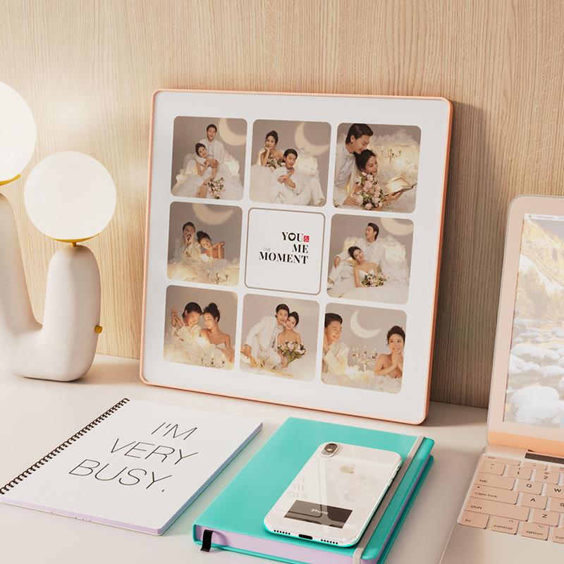 九宫格相框洗照片定d制婚iy做成摆台打印结YMQ-XK-J婚照纱照侣情