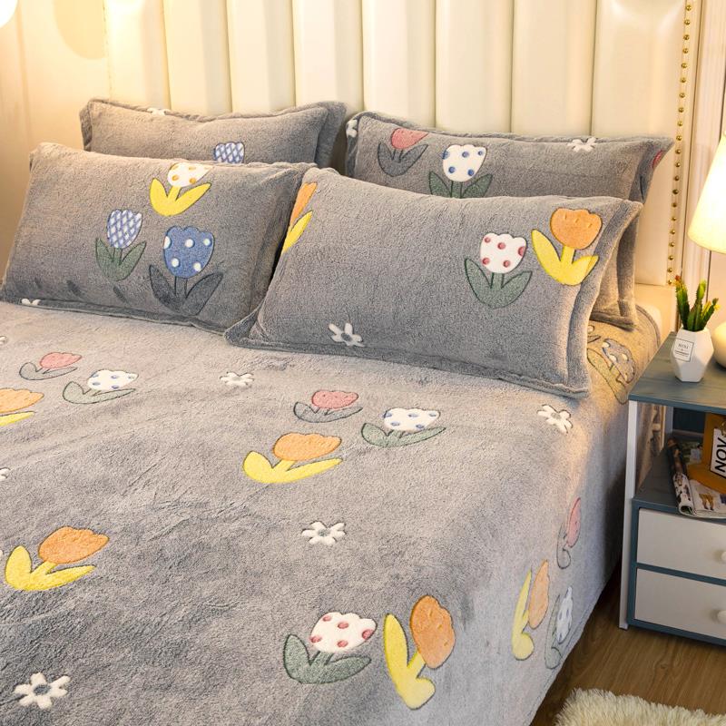 冬季珊瑚绒床单单件加单绒加厚XHR床单毯双面奶法兰绒人宿舍牛被