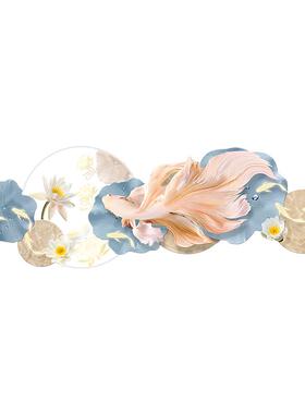 九画鱼聚财图挂客厅款202意DB22834新沙发背景墙装饰画荷花创立体